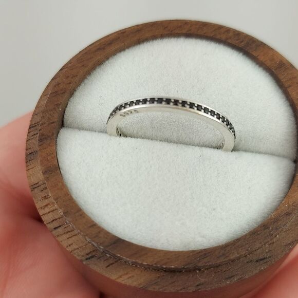 925 Sterling Silver Black CZ Band Ring - Picture 7 of 9